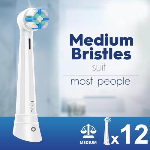 Image of 12 Pcs IO Replacement Heads Compatible with Oral B iO 2 /3 /4 /5 /6 /7 /8 /9 /10 Series Electric Toothbrush, Brush Heads with Medium Bristles Compatible with Oral B iO for Gentle Dental Care (White)