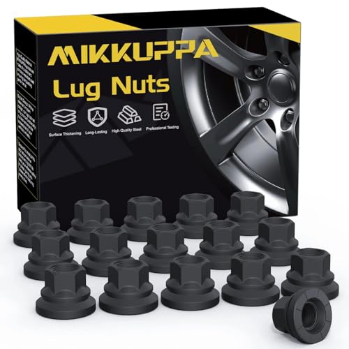 Image of MIKKUPPA 16PCS M14x1.5 Wheel Lug Nuts, Replacement for 2003-2016 Ford F250 F350 F450 F550, 2003-2019 F53 Factory OEM Wheel, Black Two-Piece Flanged Flat Tire Nuts OE 2C2Z1012AA