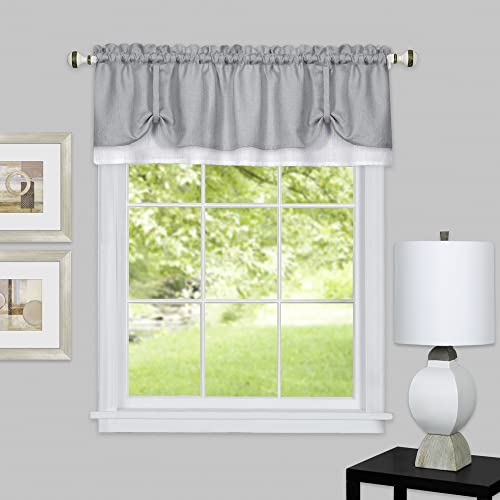 Achim Home Furnishings Cantonnière de fenêtre Souple en Tissu, Gris/Blanc, 147,3 cm de Large x...