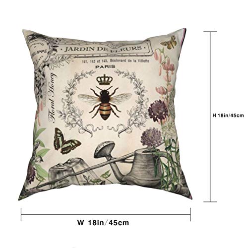 Set Of 4 18X18Inch Pillow Covers, Home Decorative、Outdoor Linen Couch Throw Pillow Case For Sofa Chair Bed Living Room Decor Modern Vintage French Queen Bee. #TOP4