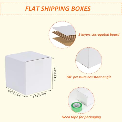 Image of HORLIMER 40 Pack 6x6x6 Shipping Boxes, White Corrugated Cardboard Box for Mailing, Packaging, Small Business