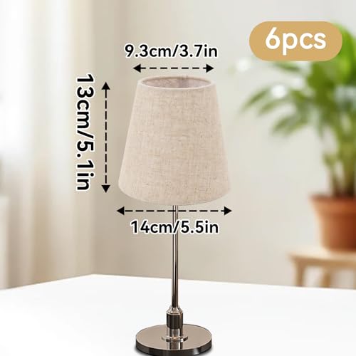 Lamp Shades, 6 Pack Small Fabric Lamp Shade Linen Fabric Lampshade Mini Lampshades for Candelabra Bulbs - Image 4