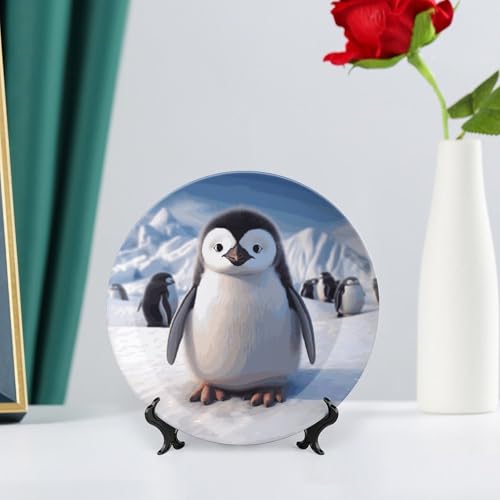 Plato decorativo con pingüino de porcelana Bone China 7 pulgadas miniatura 6