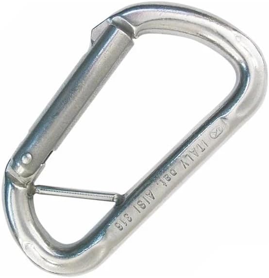Kong Indoor Bar Straight Gate Carabiner, AISI 316 Stainless Steel Asymmetric Connector with Keylock System, High-Strength Marine & Industrial Carabiner (16, 25kN) Made in Italy