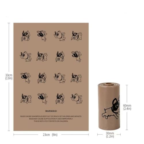 Image of Scented Dog Waste Bags for Travel & Hiking Adventures | 6 Compact Rolls (90 Bags) Fits Standard Dispensers, Tear-Resistant Plant-Based Material for Mess-Free Disposal (Brown)
