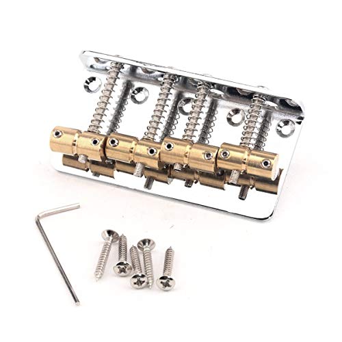 Musiclily Pro 57 mm Basgitaar Brug Messing Zadels voor 4-snarige Precision Bass of Jazz Bass, Chroom - Image 3