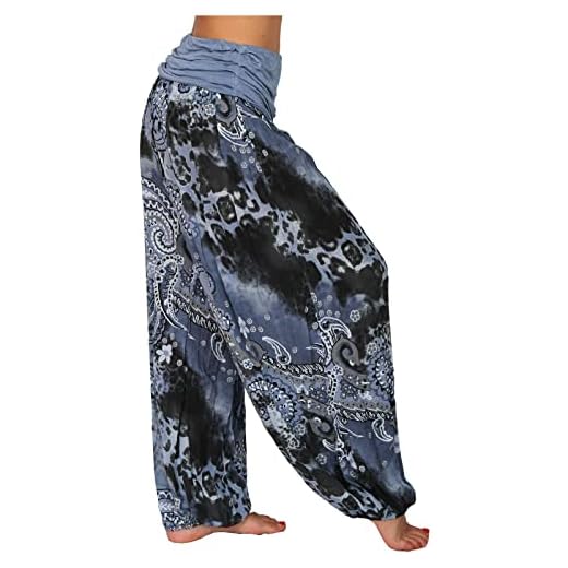 UODSVP Hippie Clothes, Yoga Pants Lotus and Wide Leg Yoga Pants for Women Boho Casual Plus Size Print Elastic Waist Straight Loose Haren Long Pants Large Elephant Pajamas Pants (5XL, Blue)