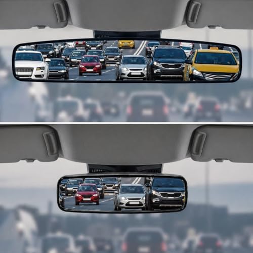 Goodyear Super Wide 17 Inch Panoramic Rear View Car Mirror, Universal Automotive Interior Rearview Mirror for Truck and Cars, Clip-On Large, Safer Driving & Parking