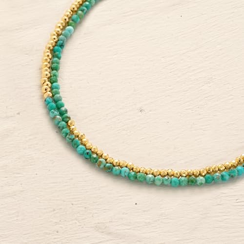 MYEARS Women Beaded Bracelet Gold Double Layer Gemstone 14K Simple Dainty Handmade Chain Everyday Boho Beach Jewelry4