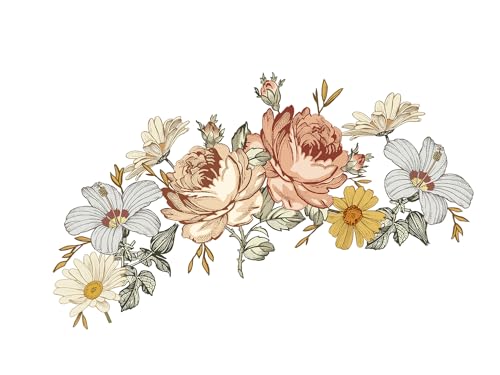 Murwall Kids Floral Wall Decal Soft Vintage Peony Flower Wall