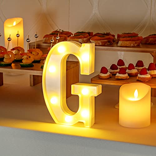 Image of Restaurantware Illumify 6 x 1.2 x 8.7 Inch Light Up Letter 1 Durable Marquee LED Light - Letter G Touchproof White Plastic Party Light Keyhole Slot For Parties Weddings Or Special Events