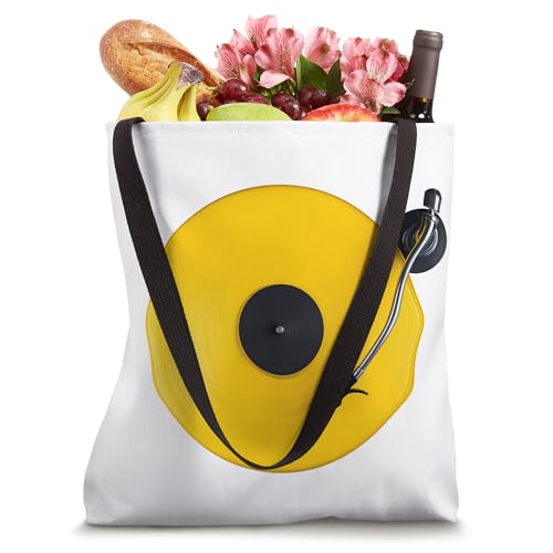 Bolso tote con diseño de disco amarillo retro miniatura 4