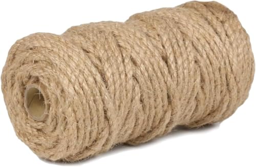 Image of 5Pack 5mm Natural Jute Twine Rope 525 Feet Twisted Heavy Duty Thick Twine for Cat Scratching Post Tree Craft Projects Garden Home Decoration Packing Bundling (Brown-105Feet /Roll)