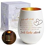 Teelichthalter Geschenk für Freundin, Windlicht mit Gravur Ich Liebe Dich Partner Geschenke für Frauen, Windlichter Jahrestag Geschenk für ihn Sie, Geburtstagsgeschenk für Ehefrau Ehemann