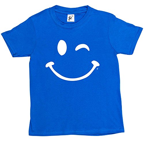 Fancy A Snuggle Retro Happy Funny Winking Emoticon Face Kids Boys/Girls T-Shirt Royal Blue 5-6 Year Old