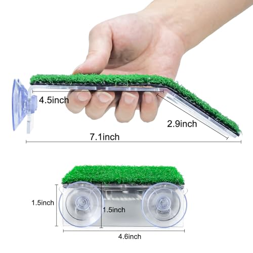 Image of Keedolla Turtle Resting Basking Platform Simulation Grass Turtle Ramp, Lawn Tortoise Climbing Ladder Turtle Resting Terrace for Reptile Frog Terrapin - Middle