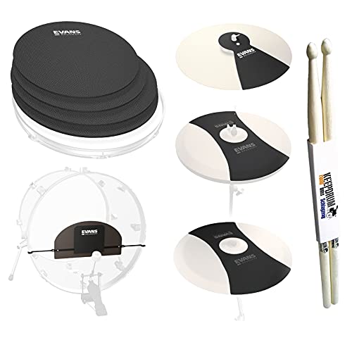 Evans SoundOff Drum Mute Schlagzeugdämpfer Rock Pack + keepdrum Drumsticks