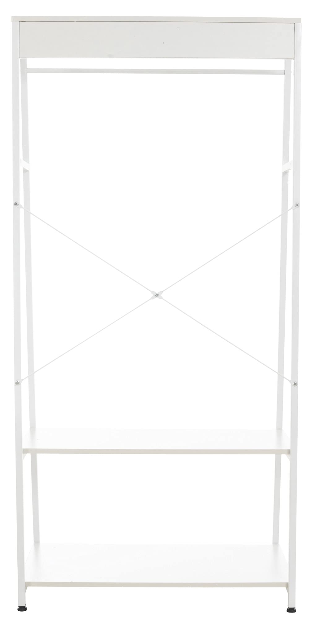 CLP Perchero De Pie Luton Con Estructura De Metal & 3 Estantes De Madera I Estante Para Ropa Moderno & Versátil, Color:blanco