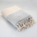 SCN Premium Hamamtuch, Saunatuch, Strandtuch, Badetuch (Raute) 100x180cm Oeko-TEX® 100 hergestellt aus 100% Reiner türkischer Baumwolle (grau)