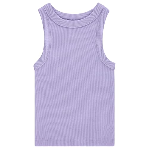Girls 4 Pack Ribbed Tank Tops Sleeveless Cotton Blend Tees for Everyday Wear, Layering, or Summer Outfits (Sizes 4-14)3