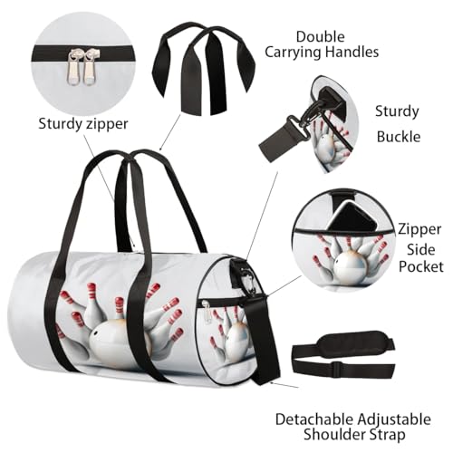 Fun Sport Bowling Travel Duffle Bag Gym Bag for Women Men Lightweight Carry on Duffel Bag for Sports Gyms Weekend Getaway4