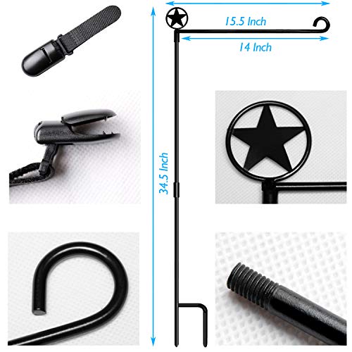 HOOSUN Garden Flag Stands, Garden Flag Holders Poles Pentagram Made of Premium Metal with 1 Tiger Clip and Without Flag