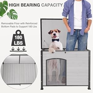Dog House Outdoor Insulated Dog House for Small Medium Large Dogs, Natural Wood with Iron Frame, Waterproof Roof Raised Feet (43.3" L-White) Dog House Outdoor Insulated Dog House for Small Medium Large Dogs, Natural Wood with Iron Frame, Waterproof Roof Raised Feet (43.3″ L-White)