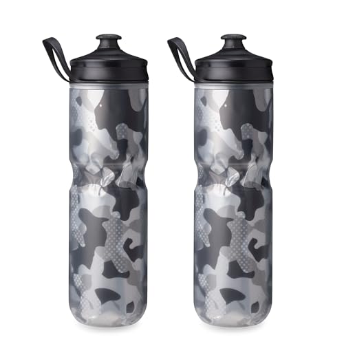 Image of HydraPak | Polar Bottle - Polar Sport Insulated Water Bottle 2-Pack - BPA-Free, Sport & Bike Squeeze Bottle with Handle (Contender Black, 700ml / 24oz)