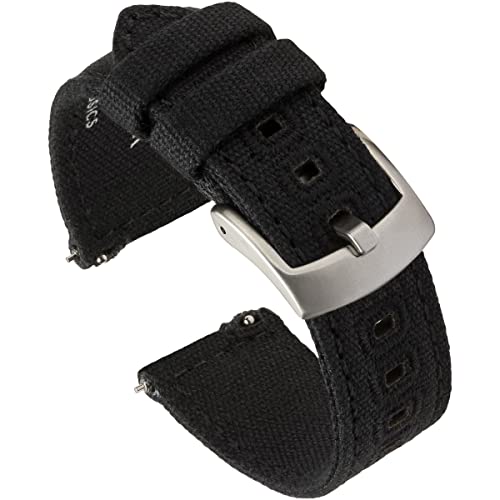 Benchmark Basics Correa de reloj de lona de liberación rápida – Correas de reloj de tela de algodón tejida para hombres y mujeres – Elección de color y ancho – 20 mm o 22 mm