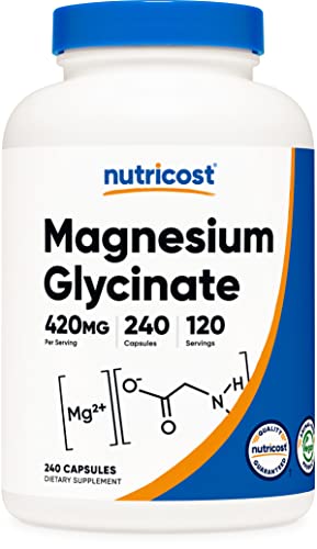 Nutricost Magnesium Glycinate 420Mg, 240 Capsules - 120 Servings, Non-Gmo, Gluten Free, Vegetarian Friendly #TOP4
