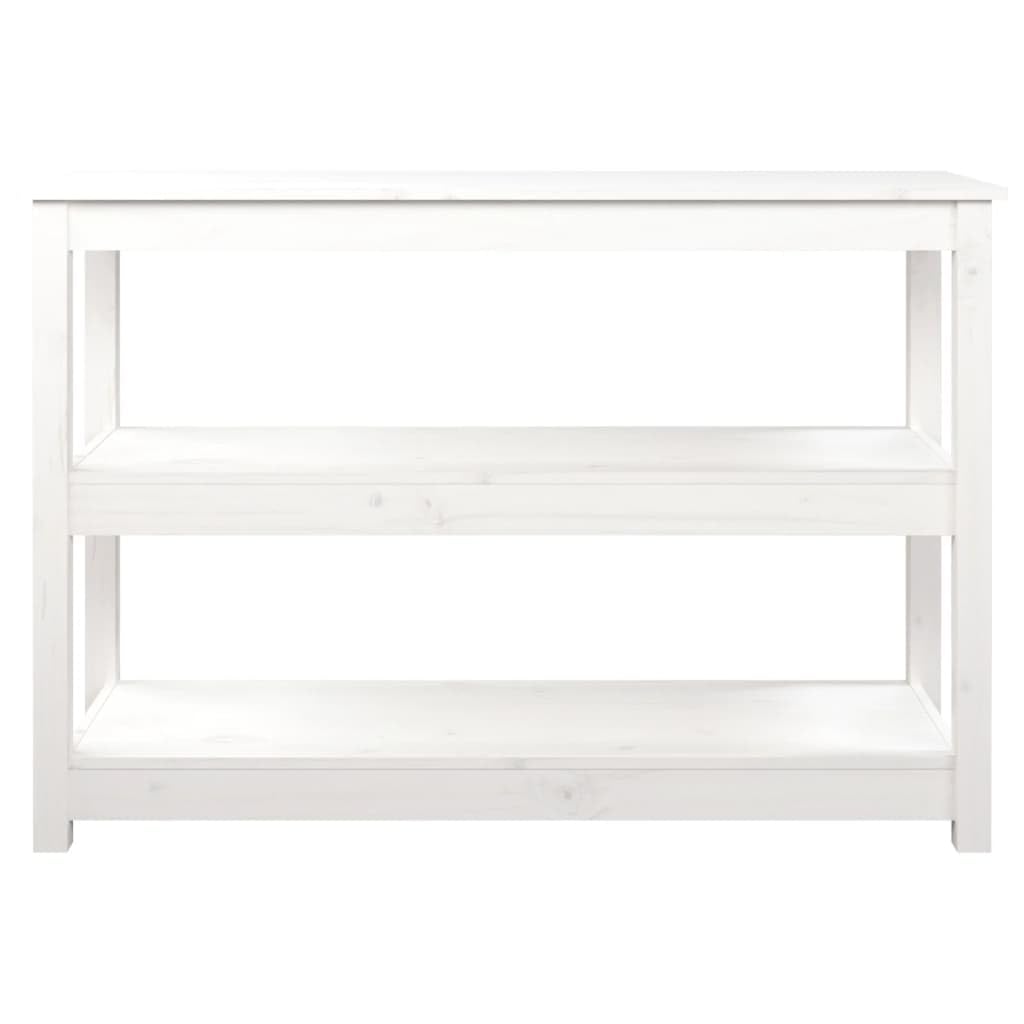 Consola clásica de madera de pino maciza con 3 estantes, mesa de pasillo para entrada como mesa de centro o mesa de TV con aspecto rústico y mucho espacio de almacenamiento