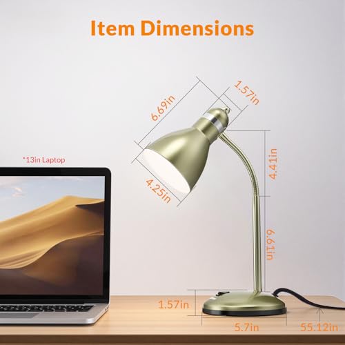 Image of LEPOWER Metal Desk Lamp, Adjustable Goose Neck Table Lamp, Eye-Caring Study Desk Lamps for Bedroom, Study Room and Office (Bronze) | Compact & Sturdy, Space-Saving for Bedside & Dorm, E26 Table Lamp, Eye-Caring, Ldeal for Study, Office, Back to School
