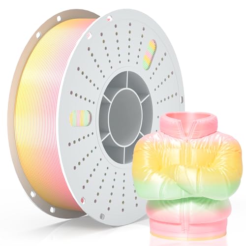 Image of PINBALL Silk Rainbow PLA 3D Printer Filament 1.75mm Shiny Multi-Color Changing Filament 3D Printing PLA Filament Dimensional Accuracy + /- 0.02mm 1 KG Silk Rainbow Guava