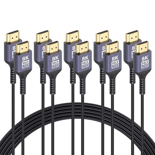 Image of Thin HDMI Cable 6.6FT 8K Slim HDMI Cable 5-Pack | Flexible HDMI 2.1 Cord Supports 8K@60Hz, 4K@60Hz, 48Gbps, Dynamic HDR, 3D for Laptop, HDTV, Monitor, Projector, PS5 /PS4, Xbox