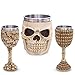 Taza para Beber Vikinga en Set con dos Copas para Hidromiel y Cerveza - Decoración de Calavera para los Fans de la Edad Media - Taza en Calidad Alimentaria de Acero Inoxidable y Poliresina (Set)