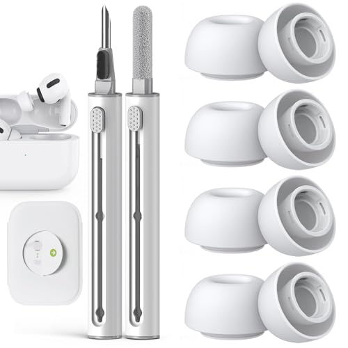 Pohgelan Compatível com AirPods Pro 2ª/1ª geração de pontas auriculares de substituição, com orifício de redução de ruído e tela protetora de poeira integrada, para estojo de carregamento USB-C com