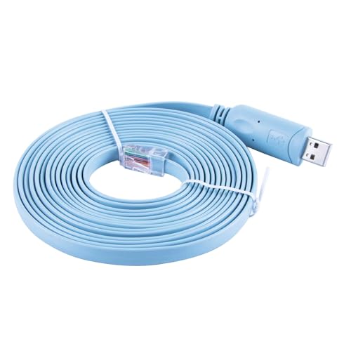 LuojinLuoda USB to RJ45 Console Cable 1.8m (6 Feet) - USB Serial Adapter Cable, Compatible with Cisco, NETGEAR, Linksys, Ubiquiti Devices, Essential Accessory for Network Device Management (Blue)​