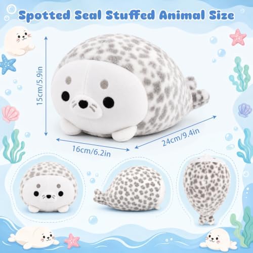 Hkojewp Spotted Seal Plush, Cute Seal Stuffed Animal Toy Pillow