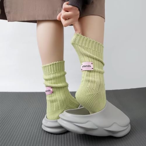 Image of Benefeet Sox Crew Socks for Women Retro Cotton Ribbed Knit Casual Socks Solid Color Athletic Sock