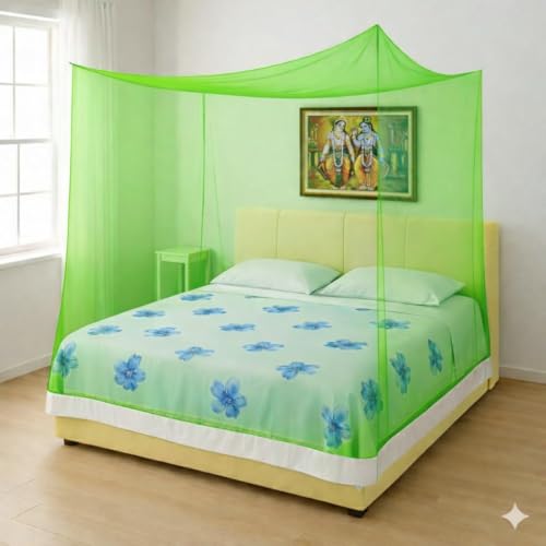 Image of Mosquito Net Green Color Mosquito Net for Single Bed, 4.5x6 Insect Protection Net