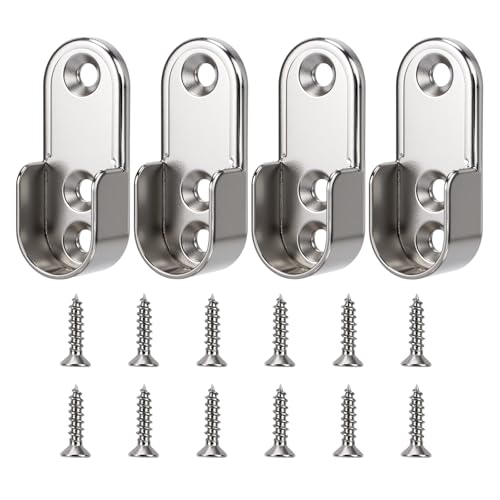 Haoilongke 4 Stück Kleiderstangenhalter, Weiß, Stangenhalterung Für Kleiderstange Schrank, Kleiderstange Halterung,Universelle Garderobe Rohr Halterung, 7x1.2x1.5cm Mit Schrauben