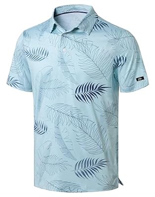Obla Mens Golf Polo Shirts Short Sleeve Dry Fit Performance Moisture Wicking Casual Print Collared Golf Shirts for Men(Pink Stripe_XL)