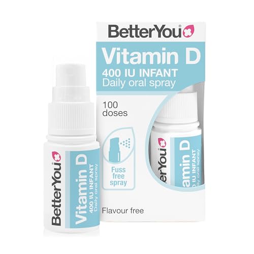 BetterYou Vitamin D 400 IU Infant Oral Spray for Babies & Kids Under 3 Years, Gentle Fast Acting Formula to Support Growing Bones and a Healthy Immune System, 3-Month Supply, Flavour Free