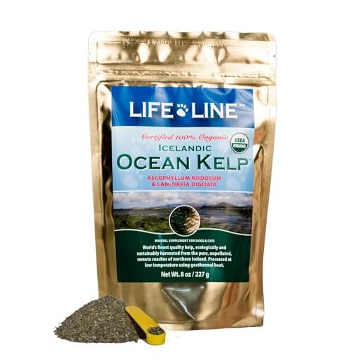 Life Line Organic Ocean Kelp Powder for Cats, Dogs, Livestock, and Horses – Natural Iodine Supplement for Healthy Skin, Coat, and Teeth – Reduces Plaque & Increases Metabolism - 8 oz