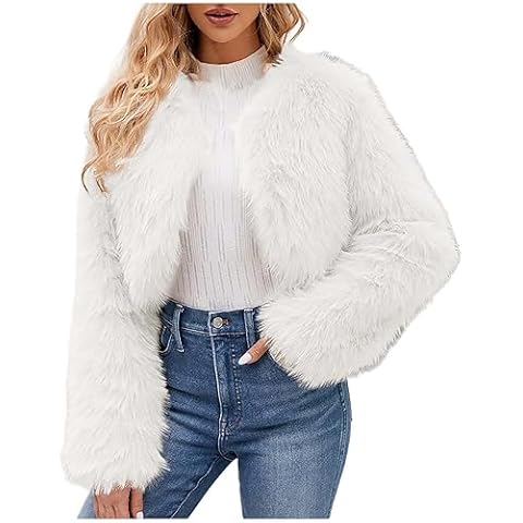 AMhomely Women's Plus Size Faux Fur Jacket Cover