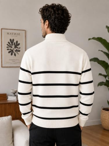ColorChakra Mens Woolen Sweater Zipper White Off White - Image 5