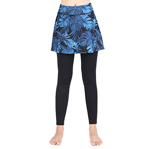 ANIVIVO Women's Tennis Leggings with Pockets, Yoga Leggings with Skirts for Tennis, Blue, 2XL - Thumbnail 2