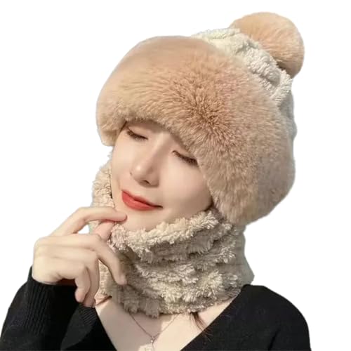 Bonnet écharpe à capuche d'hiver en peluche chaude pour femme