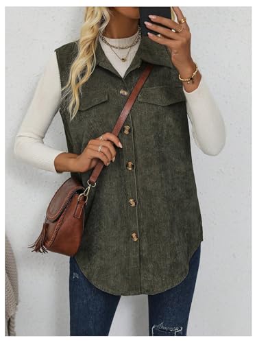WDIRARA Women's Button Down Sleeveless Corduroy Jacket Vest Waistcoat Outerwear4