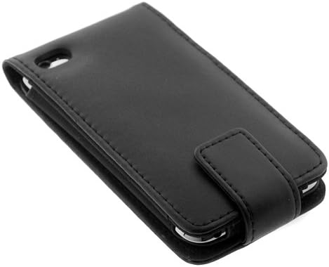 ProTek Black Leather Folio Flip Hard Plastic Insert Case Cover for Apple iPod Touch 4th Gen Generation 4G 8GB 32GB 64GB